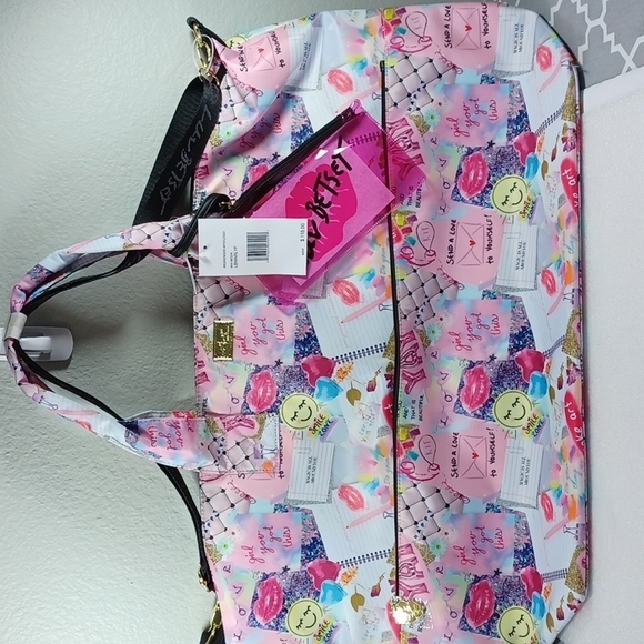 Betsey Johnson Handbags - Betsey Johnson Women's Marly Large Mix Media Printed Weekender